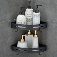Gricol Estante para Esquinas de Ducha Sin Taladrar de Aluminio Aeronáutico con 2 Ganchos Estanteria para Ducha…